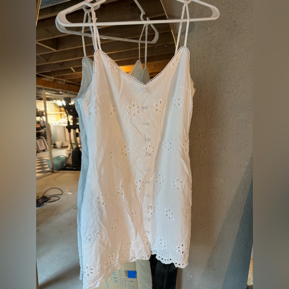 Elegant White Eyelet Mini Dress